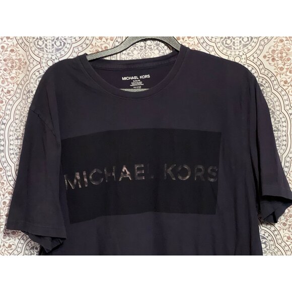 Michael Kors Mens Navy Blue Signature Logo Graphic T Shirt Xl - Picture 3 of 7